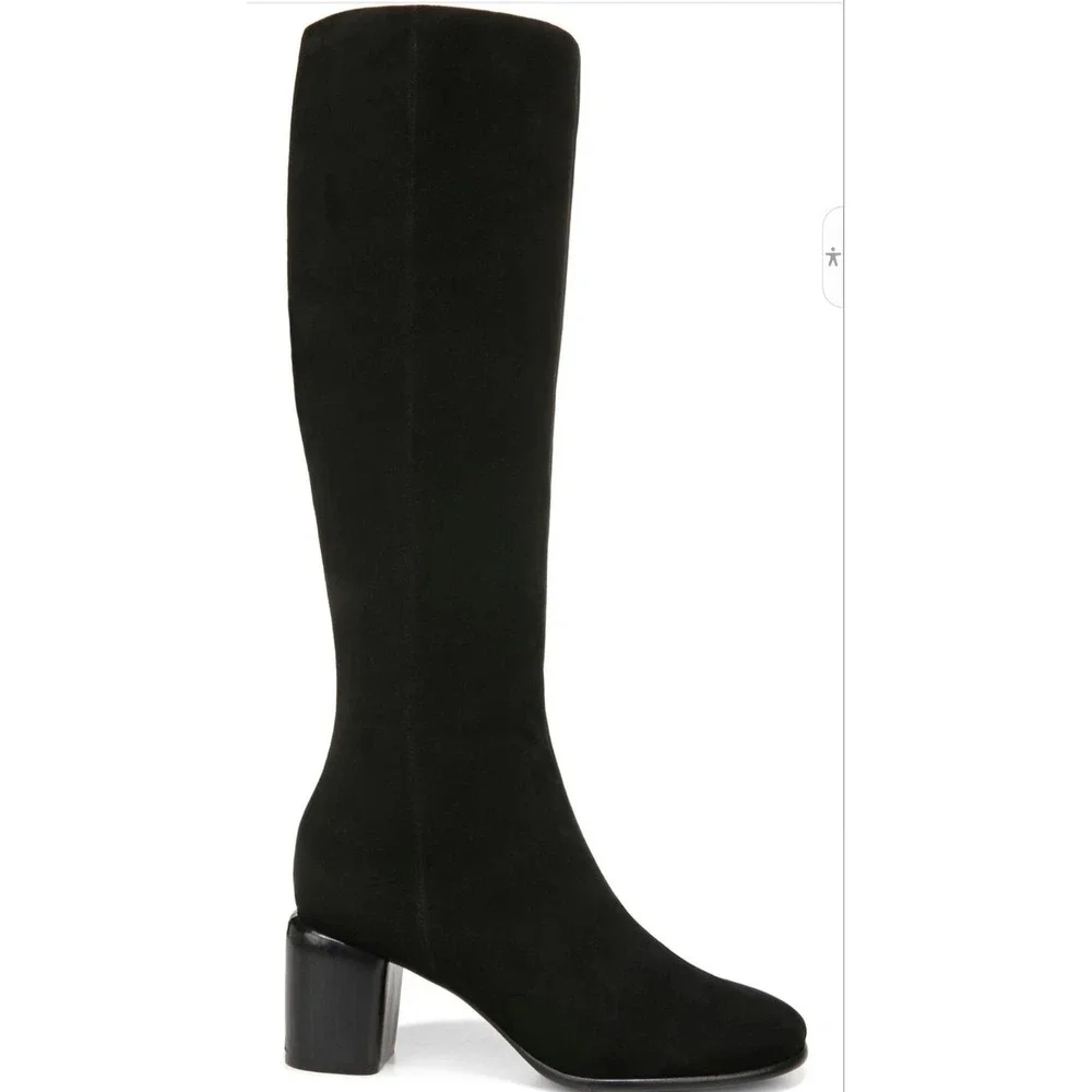 Vince Suede Maggie Tall Knee Dress Boots‎ Women 11M NWOB $417 Zip Closure Balck